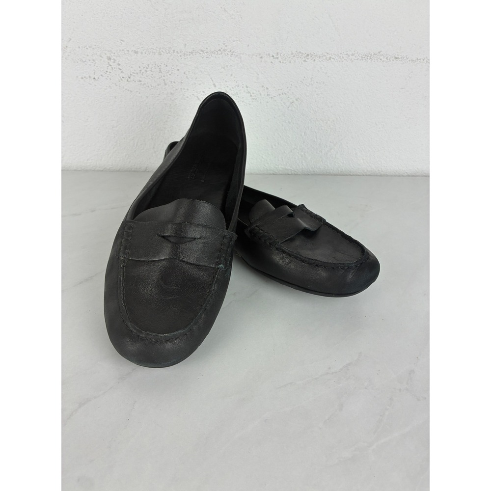 Born Black Leather Penny Driving Loafers Womens 8 Rubber Grip Sole